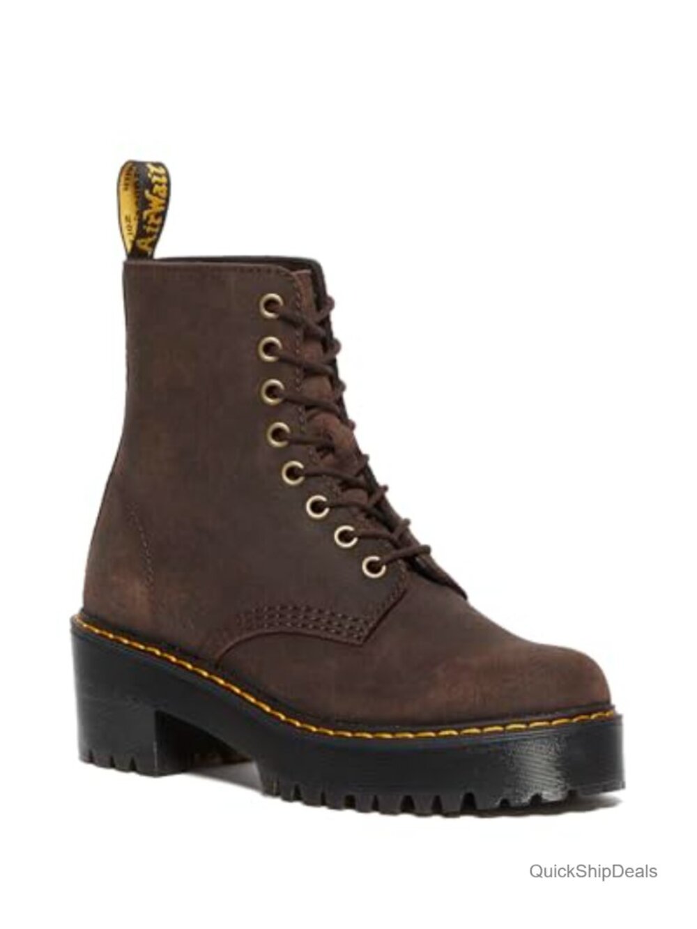 Dr. Martens Sanguine 8 Eye Lace Up Heeled Combat Boot Leather